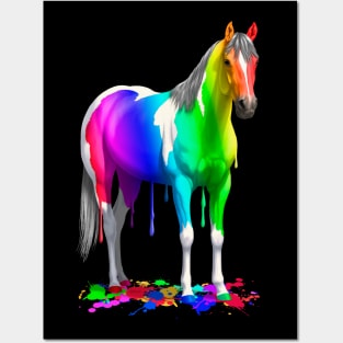 Colorful Rainbow Paint Horse Posters and Art